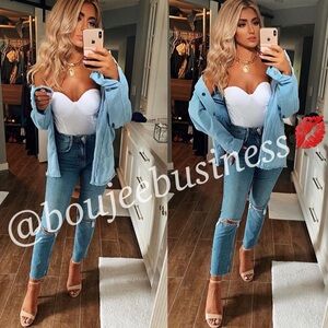 ZARA Frayed Oversized Denim Jacket